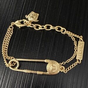Versace Gold Safety Pin Bracelet